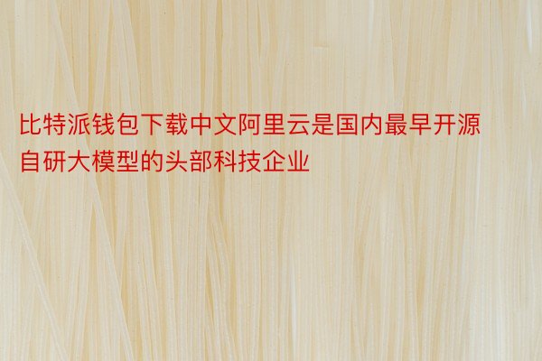 比特派钱包下载中文阿里云是国内最早开源自研大模型的头部科技企业