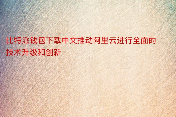 比特派钱包下载中文推动阿里云进行全面的技术升级和创新