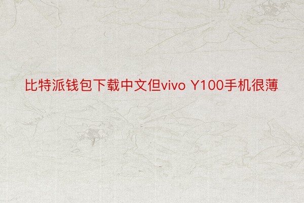 比特派钱包下载中文但vivo Y100手机很薄