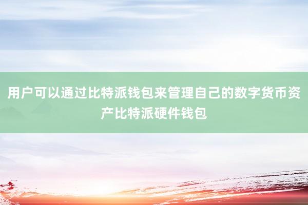 用户可以通过比特派钱包来管理自己的数字货币资产比特派硬件钱包