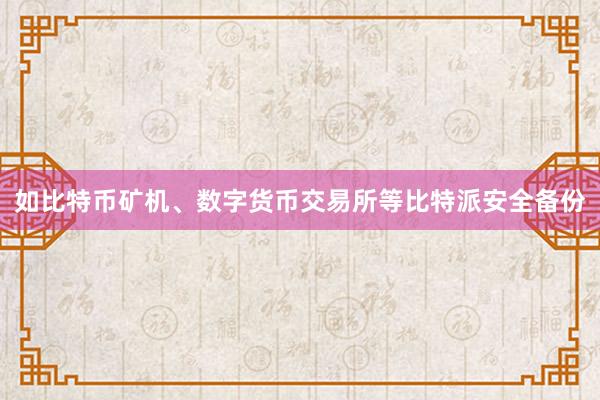 如比特币矿机、数字货币交易所等比特派安全备份